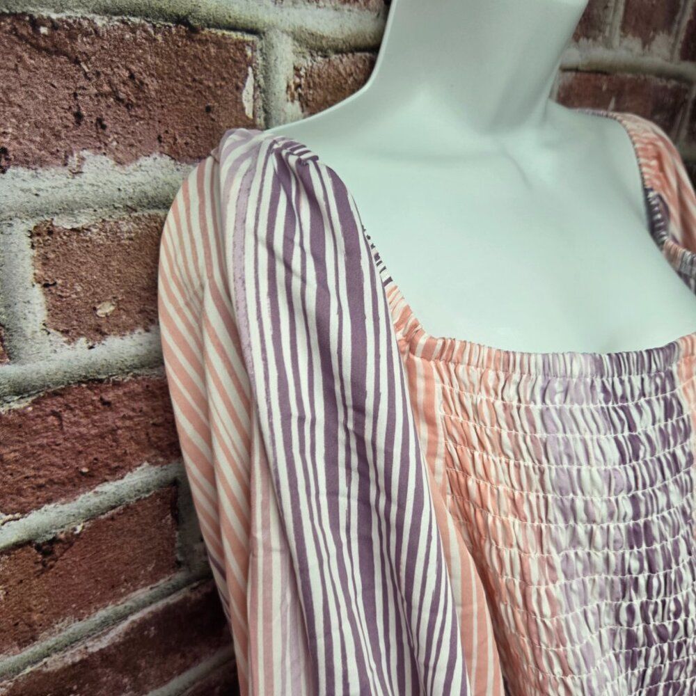 Women's OPHELIA ROE Smocked Bodice Stripes Dress 3X - Picture 4 of 7